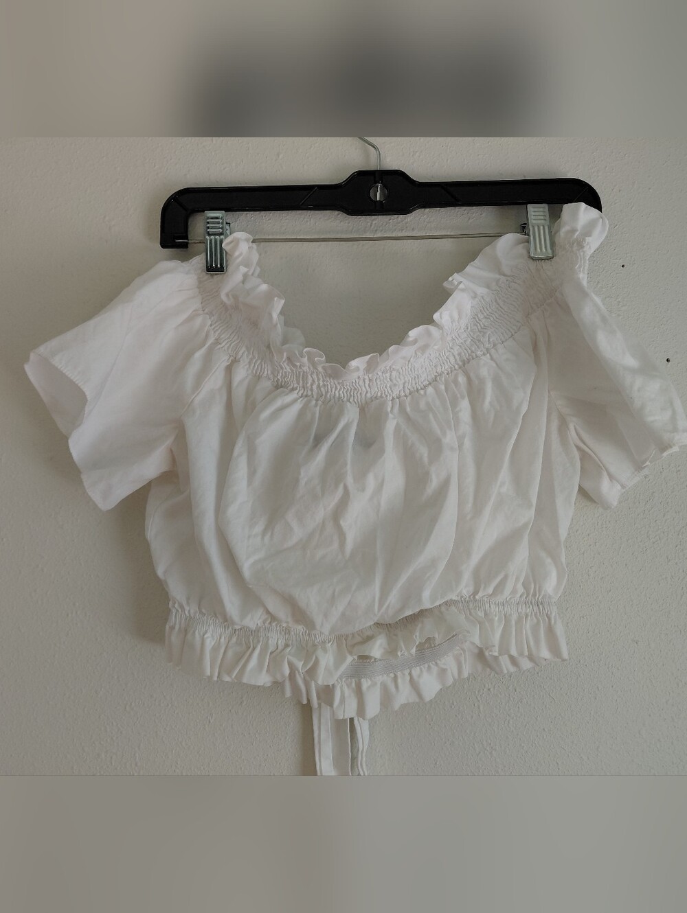 Zara White Off the Shoulder Crop Top Cotton Milkmaid Coquette Spring Medium